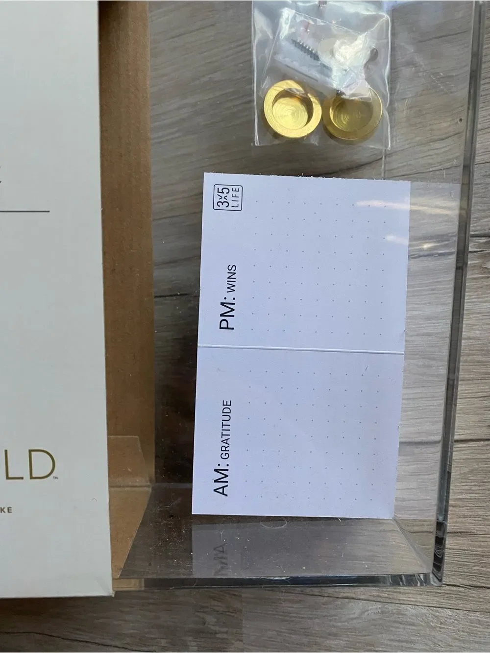 Threshold Clear Acrylic Wall Pocket with Gold Hardware Accents